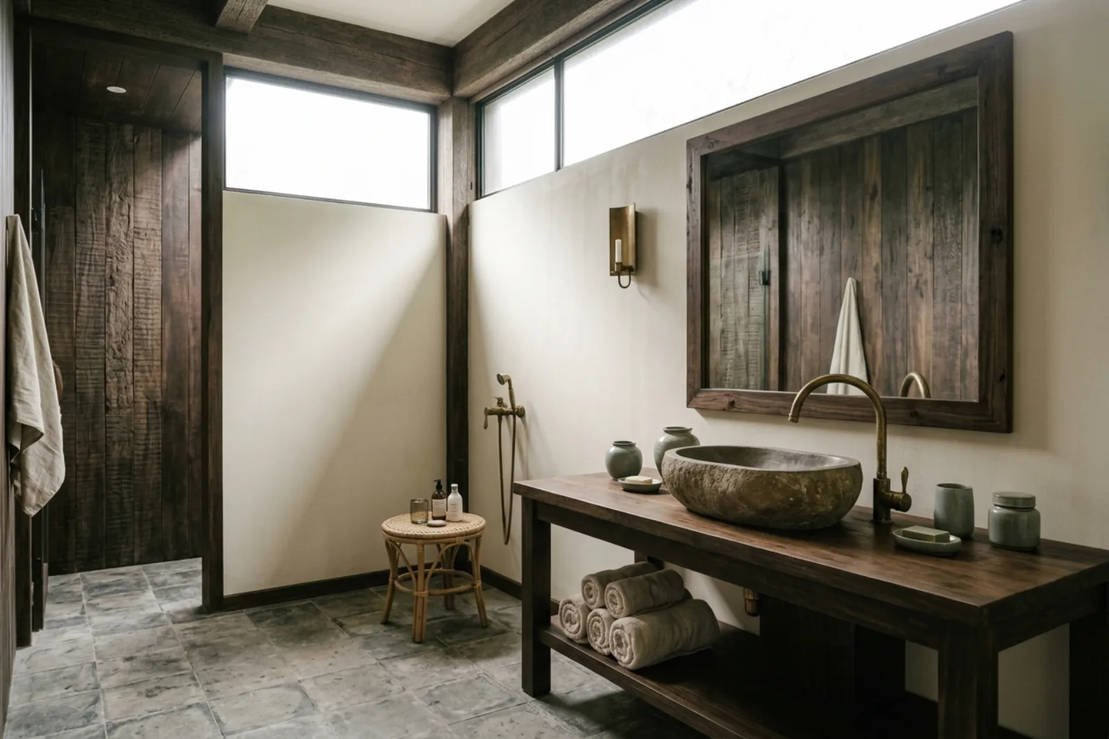 Nhà tắm sáng, có cửa sổ
