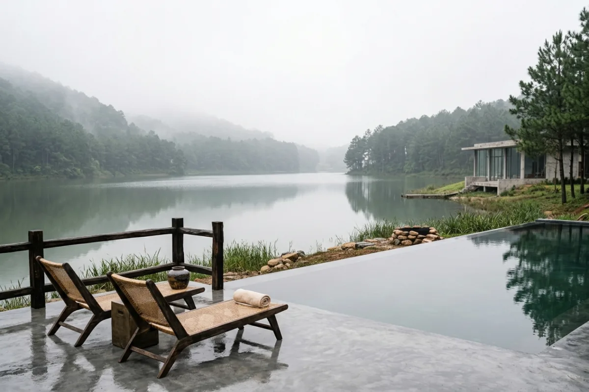 Nhà Cò Trắng — villa ba phòng ngủ nhìn xuống hồ Đồng Đò