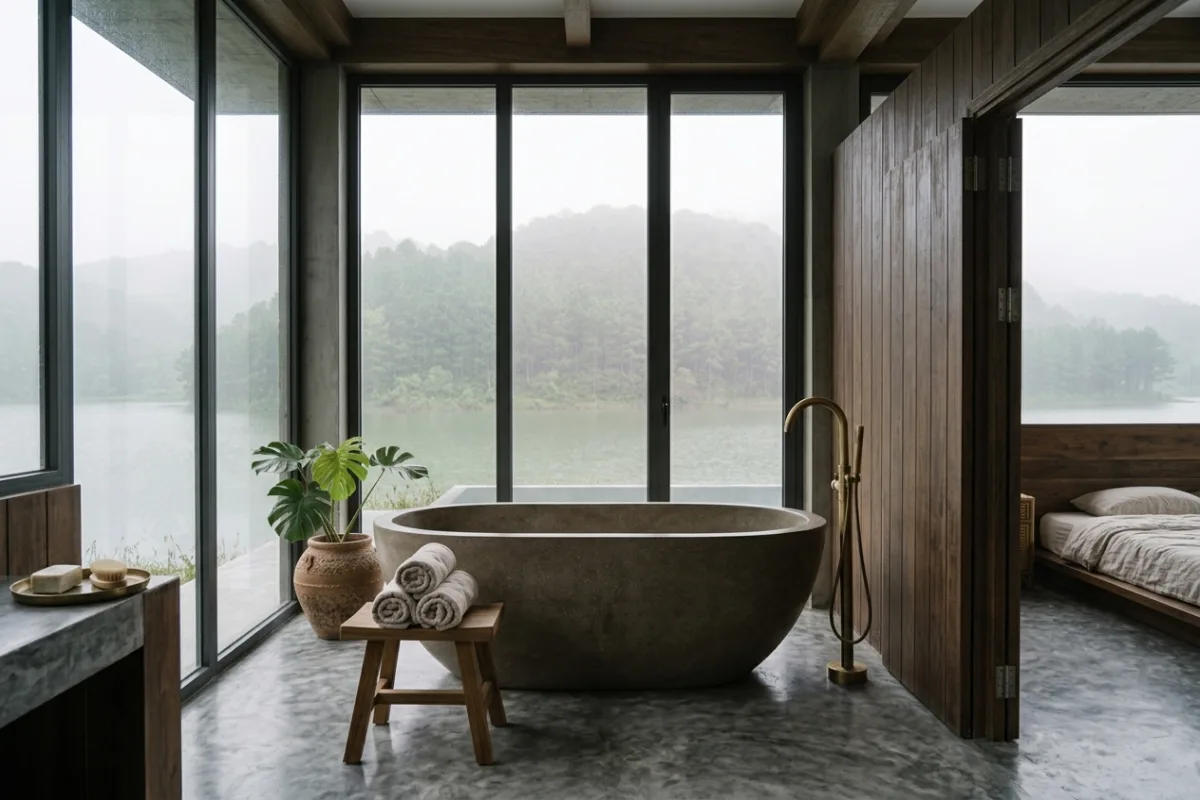 Nhà tắm rộng, có bồn