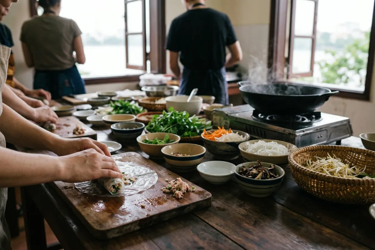 Lớp nấu ăn tại bếp nhà