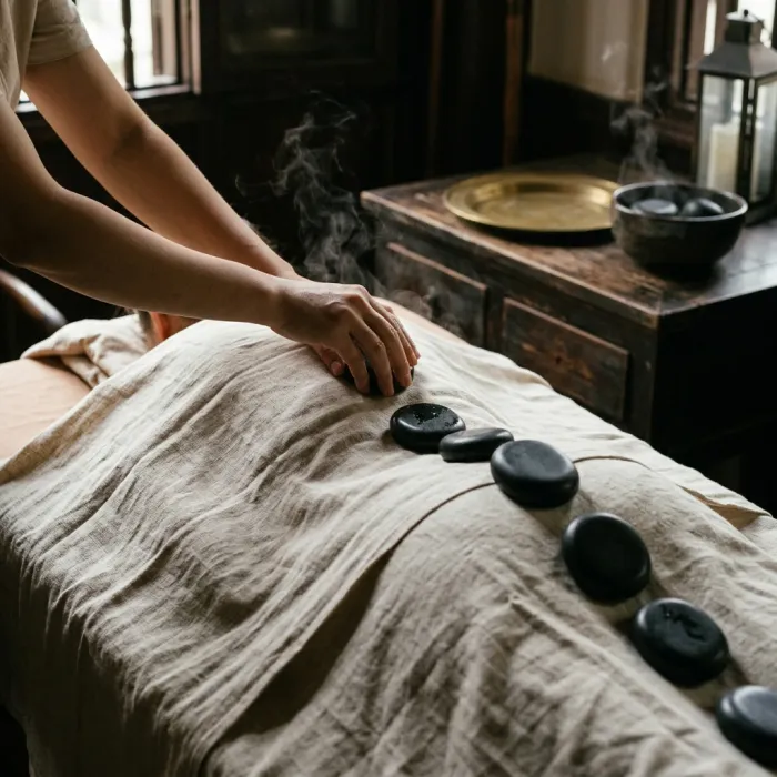 Massage đá nóng vai cổ
