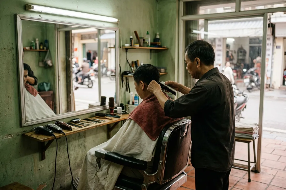 Barbier au travail